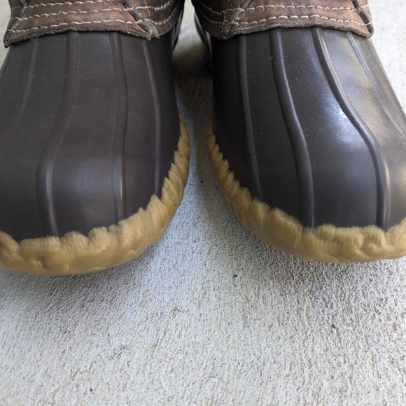 L.L. Bean Duck Boots Men 9 M Btown Leather Rubber - Picture 2 of 16